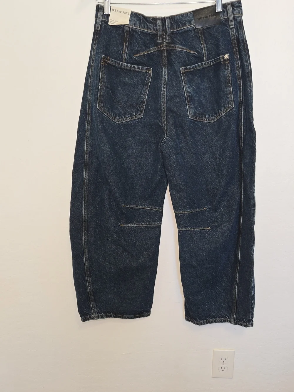 Free People Good Luck Mid Rise Barrel Jeans Deep End Mid-weight Slouchy 30 NWT